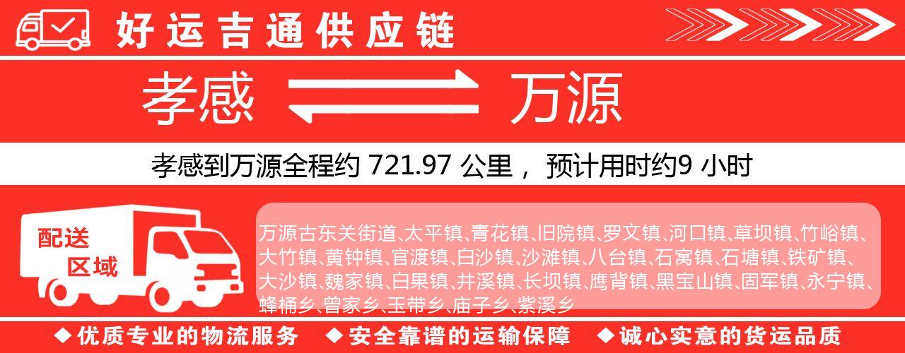 孝感到万源物流专线-孝感至万源货运公司