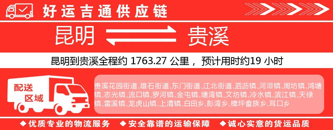 昆明到贵溪物流专线-昆明至贵溪货运公司